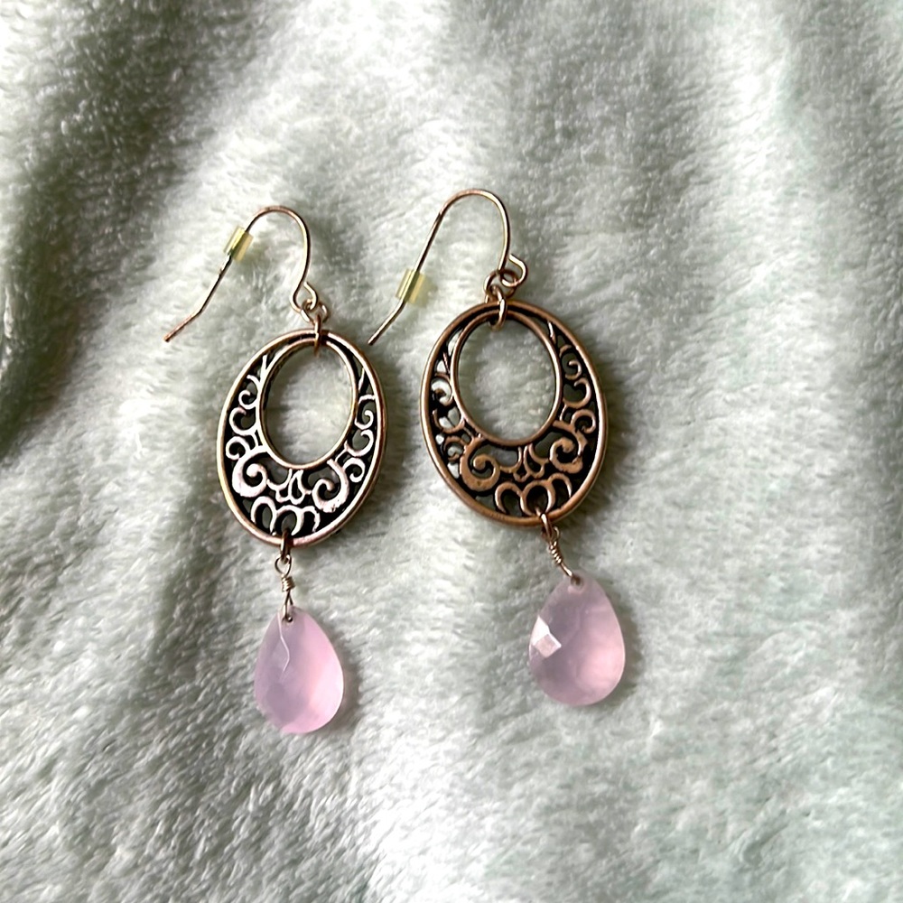 Pink & Silver Loop Earrings
